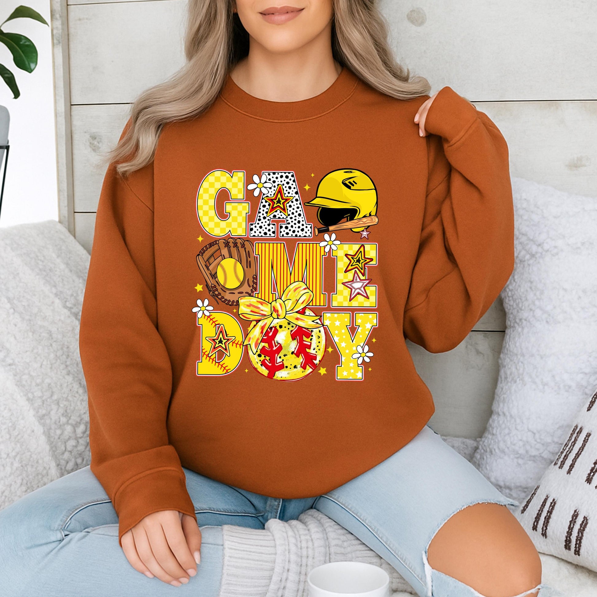 Retro Softball Game Day Sweatshirt Vintage Softball Spirit Wear Cute Softball Mom Pullover Team Game Day Outfit Softball Player Gift 130
