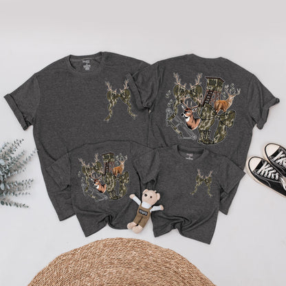 Hunting Season Girls Camo Bow Tee featuring Realistic Deer and Tracks Outdoor Birthday Shirt Youth Hunting Enthusiast Gift