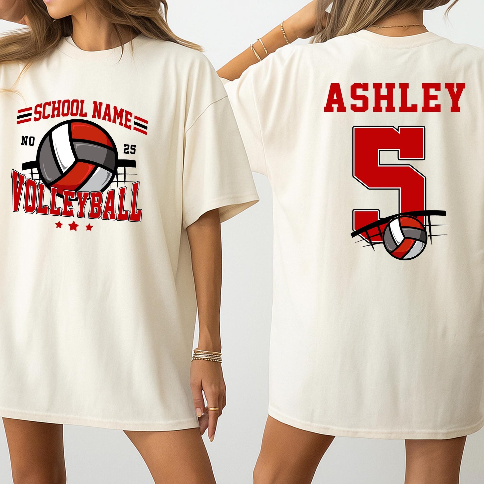 Custom Volleyball Team Name Number Shirt for Cheer Mom Game Day Gift High School Tee