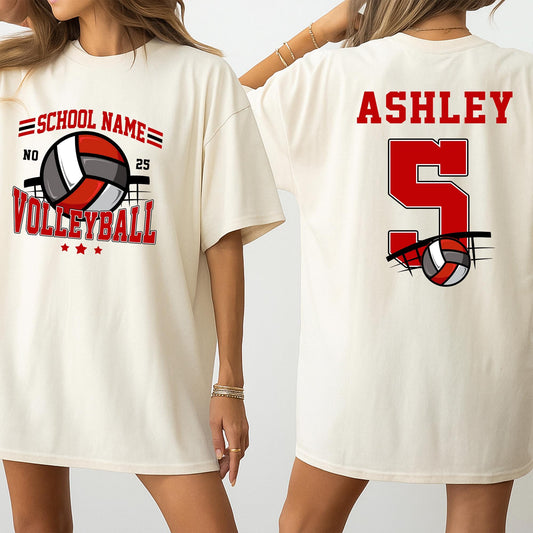 Custom Volleyball Team Name Number Shirt for Cheer Mom Game Day Gift High School Tee