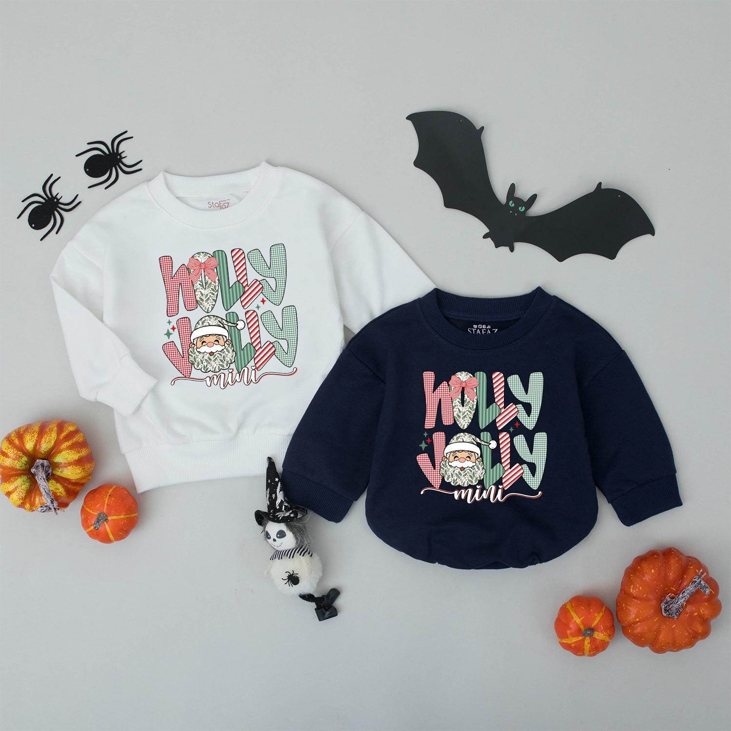 Holly Jolly Mama and Me Matching Christmas Sweaters, Santa Face, Plaid & Gingham Holiday Family Outfit, Mom & Daughter Xmas Gift