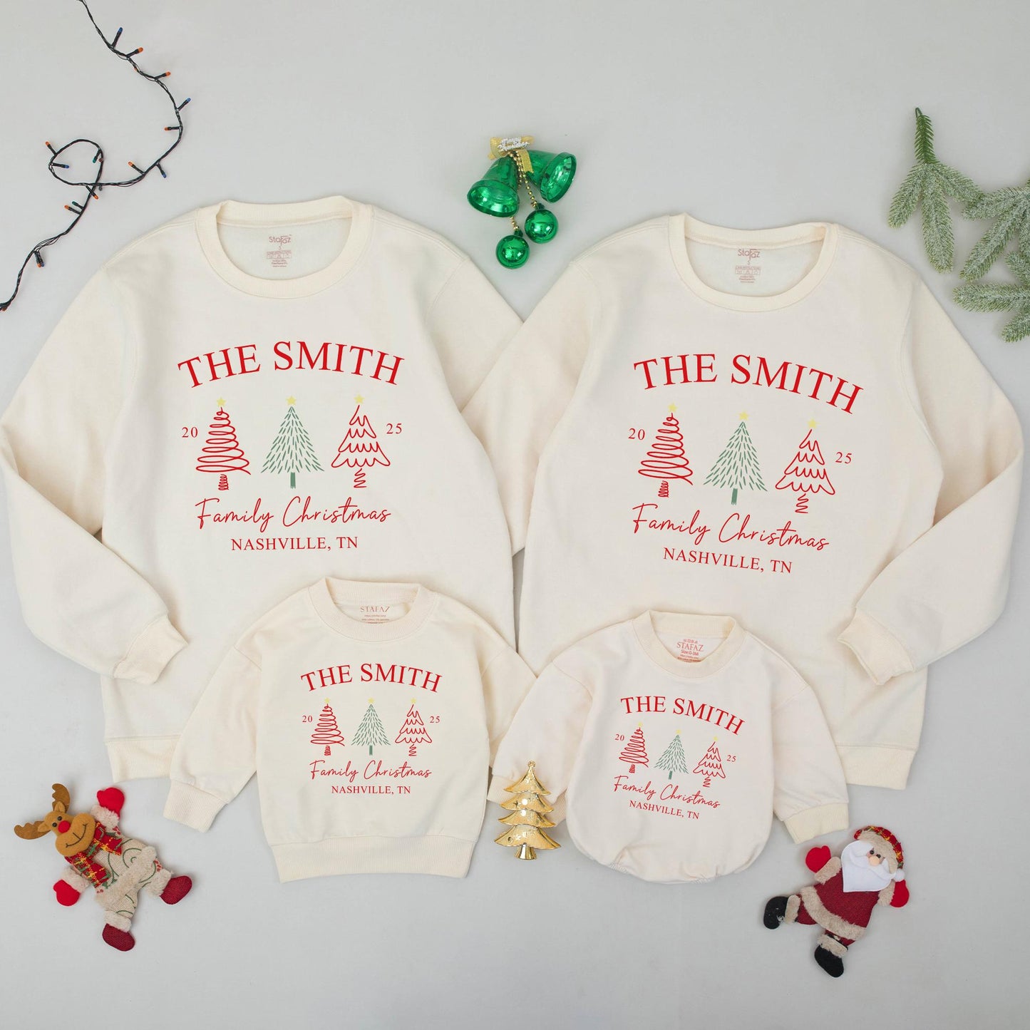 Matching Family Christmas Sweatshirt - Personalized Names Gift for Xmas 2025 Holiday Outfits - Custom Family Name Sweatshirt