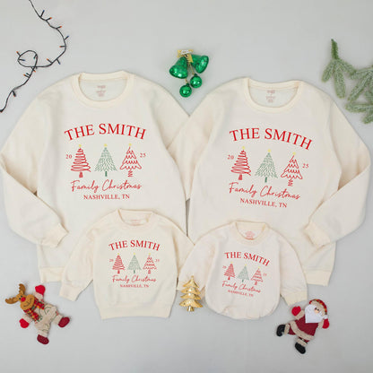 Matching Family Christmas Sweatshirt - Personalized Names Gift for Xmas 2025 Holiday Outfits - Custom Family Name Sweatshirt