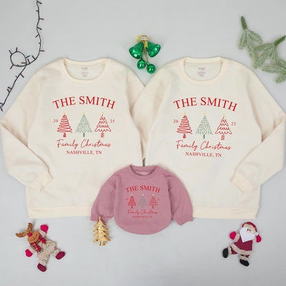 Matching Family Christmas Sweatshirt - Personalized Names Gift for Xmas 2025 Holiday Outfits - Custom Family Name Sweatshirt
