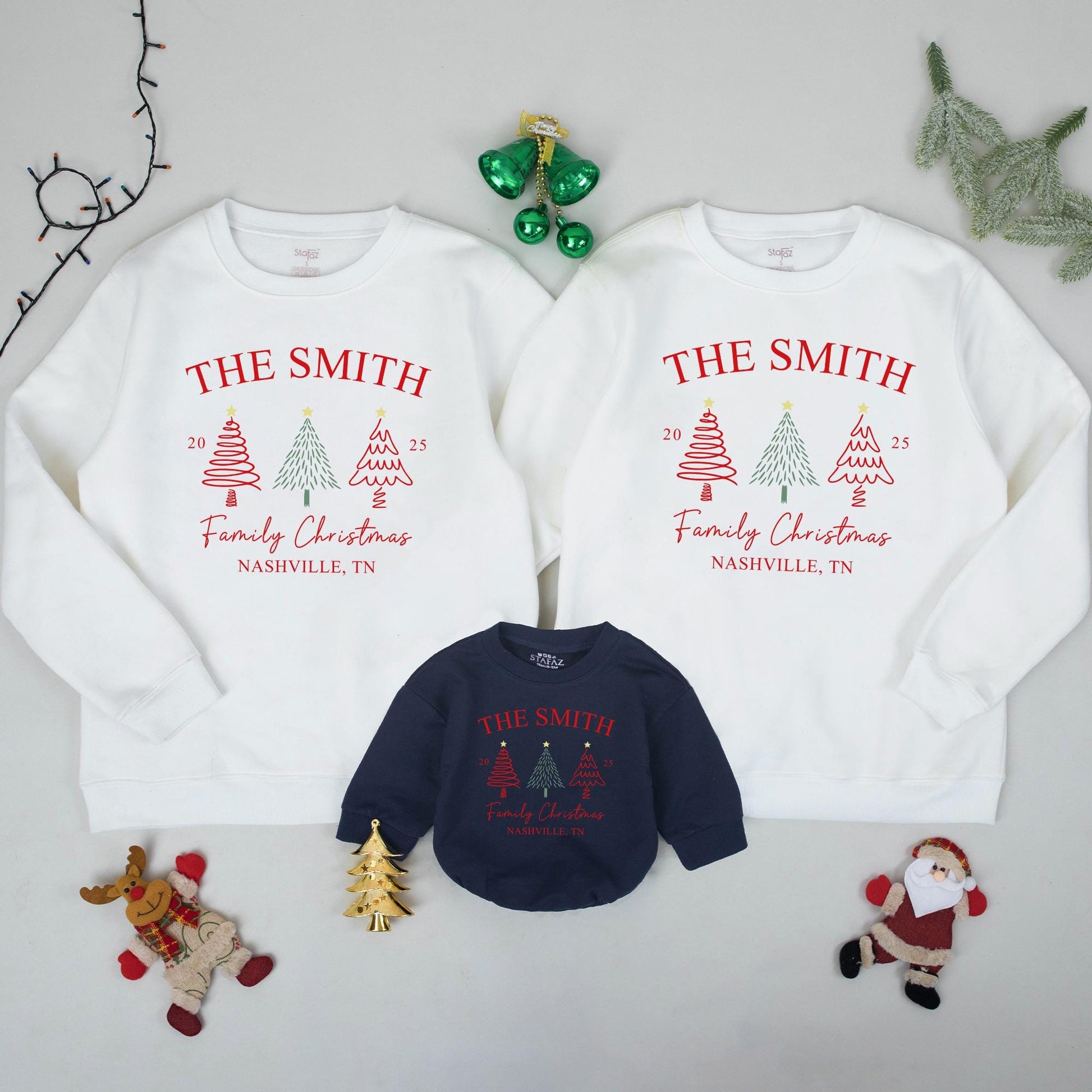 Matching Family Christmas Sweatshirt - Personalized Names Gift for Xmas 2025 Holiday Outfits - Custom Family Name Sweatshirt