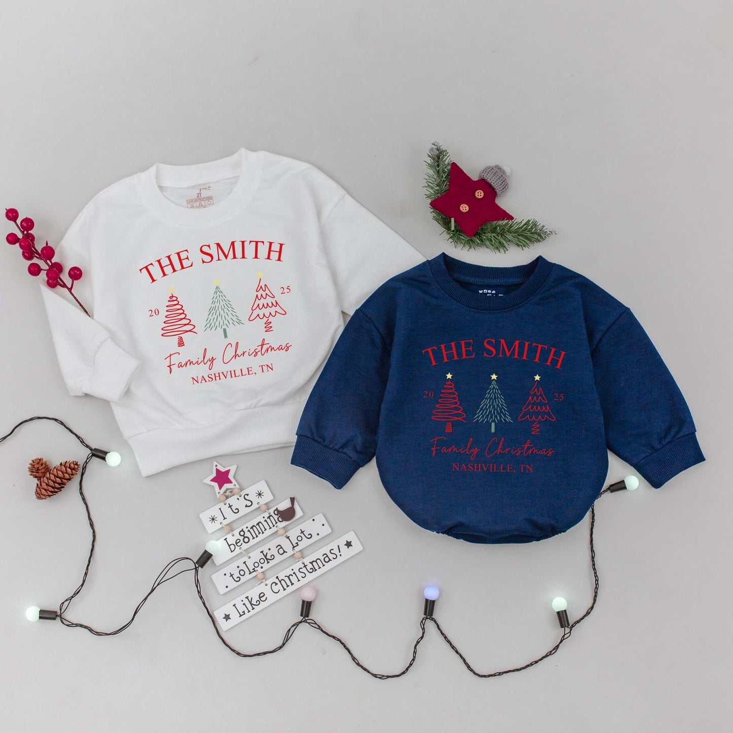 Matching Family Christmas Sweatshirt - Personalized Names Gift for Xmas 2025 Holiday Outfits - Custom Family Name Sweatshirt