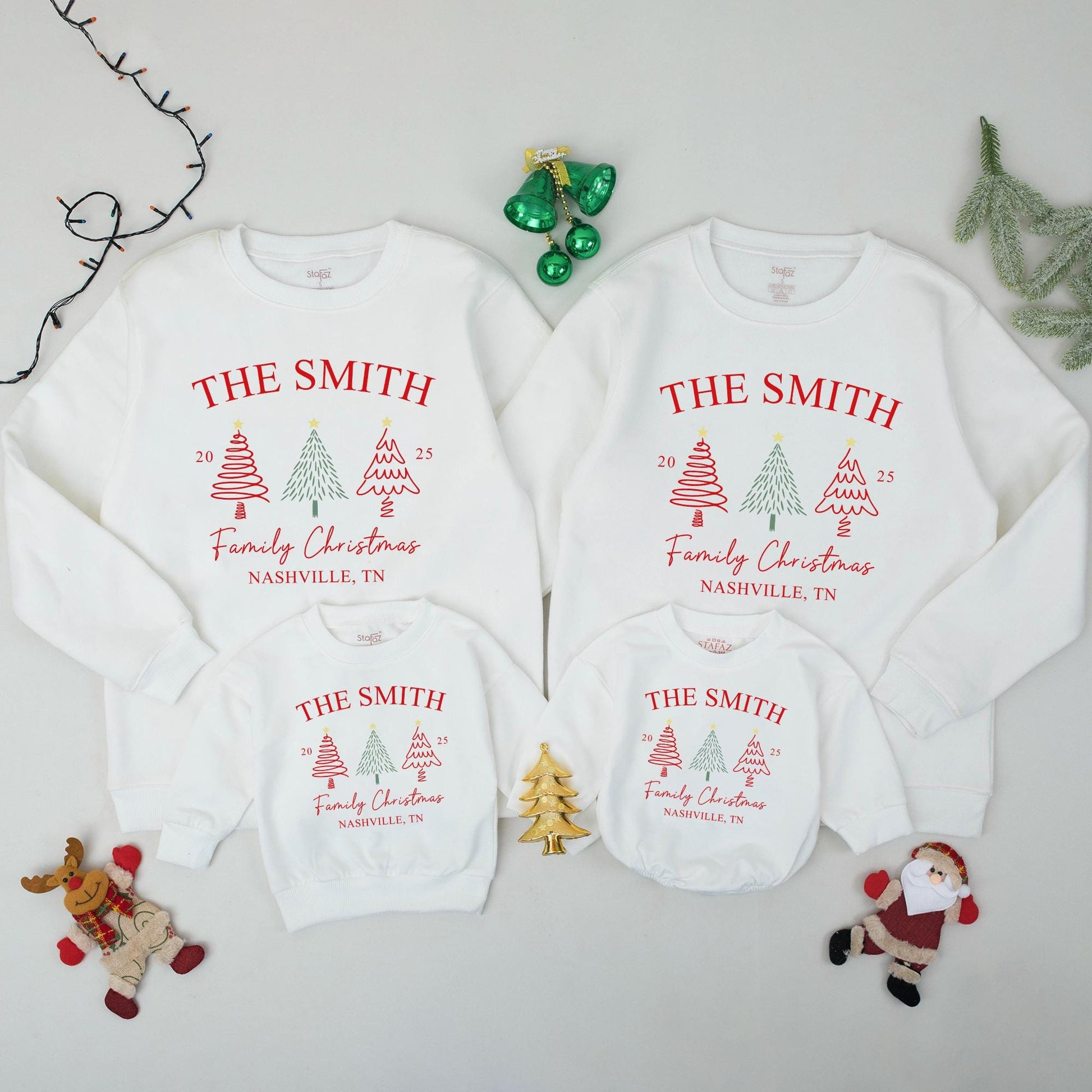 Matching Family Christmas Sweatshirt - Personalized Names Gift for Xmas 2025 Holiday Outfits - Custom Family Name Sweatshirt
