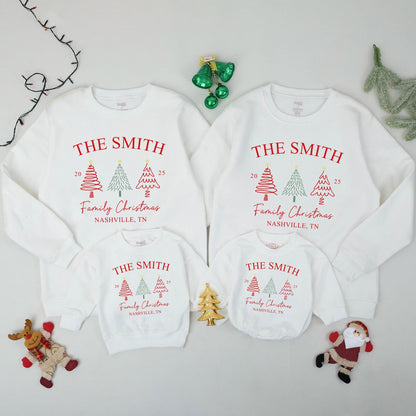 Matching Family Christmas Sweatshirt - Personalized Names Gift for Xmas 2025 Holiday Outfits - Custom Family Name Sweatshirt