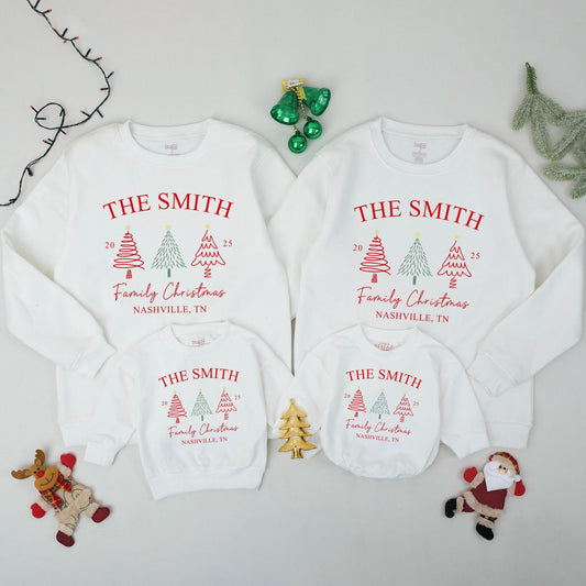 Matching Family Christmas Sweatshirt - Personalized Names Gift for Xmas 2025 Holiday Outfits - Custom Family Name Sweatshirt