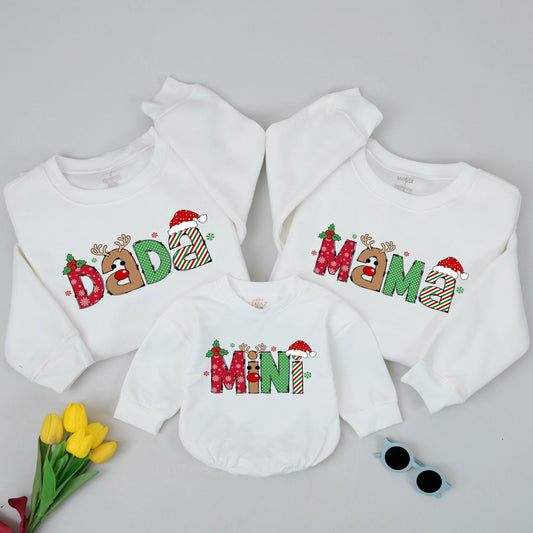 Cozy Reindeer Letters Family Christmas Sweatshirt Matching Mommy and Me Mommy & Me Xmas Gift for Family Holiday Party