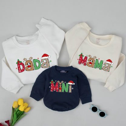 Cozy Reindeer Letters Family Christmas Sweatshirt Matching Mommy and Me Mommy & Me Xmas Gift for Family Holiday Party