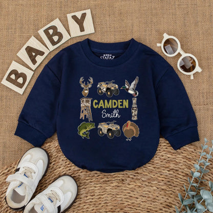 Custom Camo Hunting Baby Boy Romper Personalized Deer Duck Outfit Outdoor Baby Gift Newborn Short Sleeve Clothes For Season