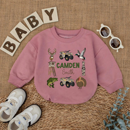 Custom Camo Hunting Baby Boy Romper Personalized Deer Duck Outfit Outdoor Baby Gift Newborn Short Sleeve Clothes For Season