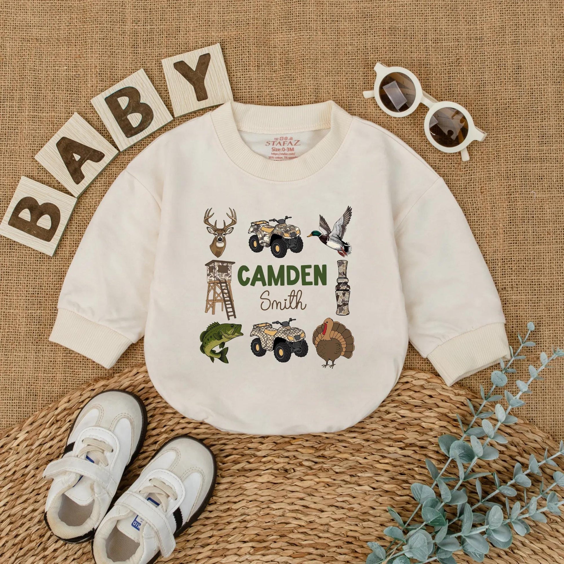 Custom Camo Hunting Baby Boy Romper Personalized Deer Duck Outfit Outdoor Baby Gift Newborn Short Sleeve Clothes For Season