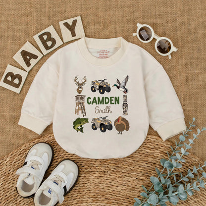 Custom Camo Hunting Baby Boy Romper Personalized Deer Duck Outfit Outdoor Baby Gift Newborn Short Sleeve Clothes For Season