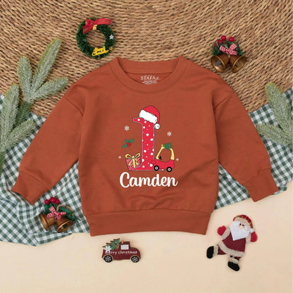 Camden's First Christmas Romper: Red Car 1st Birthday Bodysuit with Santa Hat & Polka Dots for Baby Boy - Holiday Gift