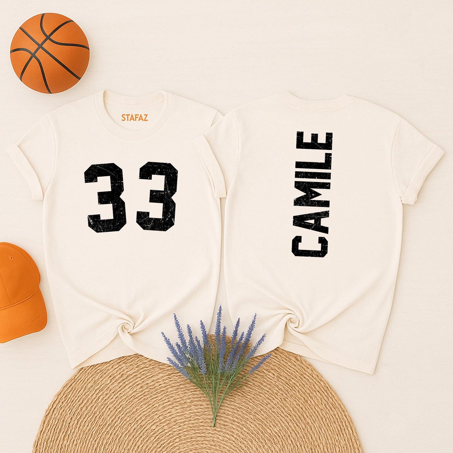 Custom Camile Football Shirt, Personalized School Team Tee with Distressed 33 Number, Game Day Sports Spirit Top, Vintage Style Team Pride Outfit (138 chars)