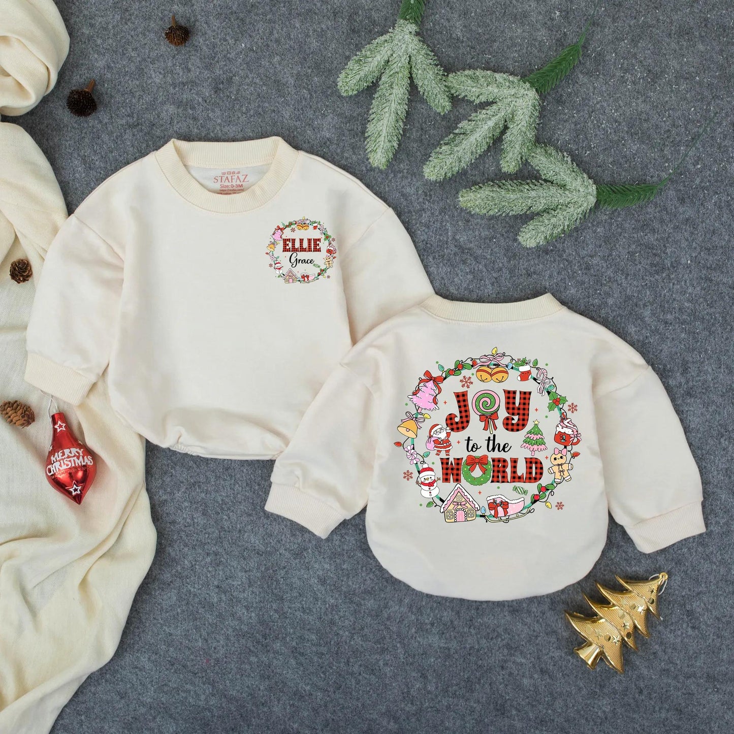 Personalized First Christmas Baby Girl Romper, Custom Winter Outfit for Toddler, Festive Holiday Clothes, Newborn Gift, Christmas Outfit 137