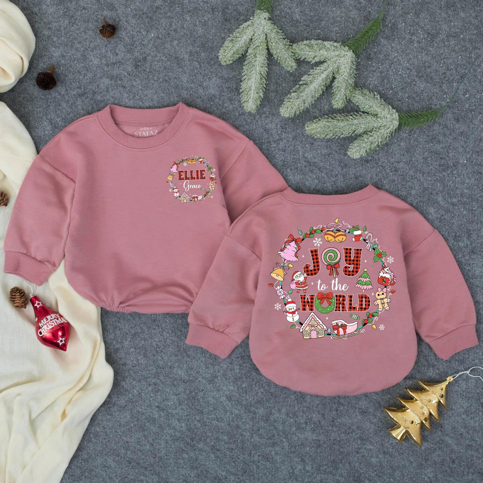 Personalized First Christmas Baby Girl Romper, Custom Winter Outfit for Toddler, Festive Holiday Clothes, Newborn Gift, Christmas Outfit 137