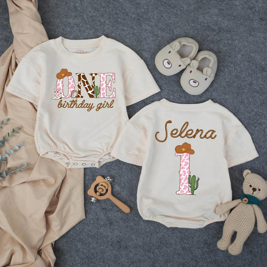 Custom Pink One Rodeo Birthday Baby Romper Girl First Rodeo Outfit Western Birthday Clothes 1st Birthday Gift One Year Old