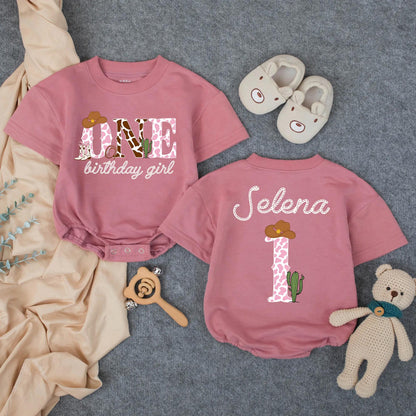 Custom Pink One Rodeo Birthday Baby Romper Girl First Rodeo Outfit Western Birthday Clothes 1st Birthday Gift One Year Old