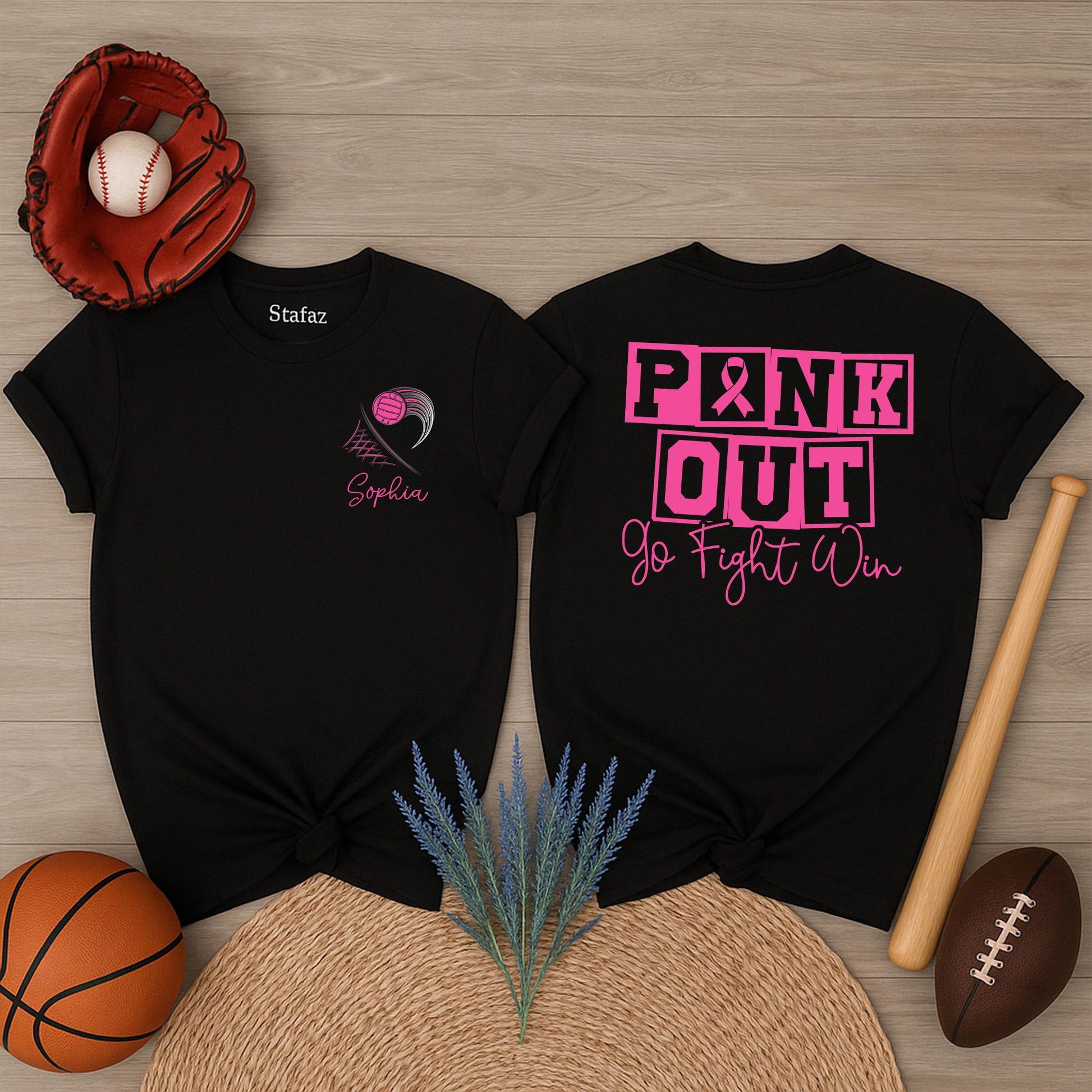 Custom Pink Out Volleyball Shirt Breast Cancer Awareness Game Day Support Tee Mom Personalized Name