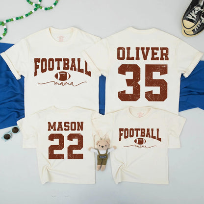 Football Mama & Mini Matching Shirts - Vintage Game Day Outfit, Distressed Brown, Cute Football Mom Sweatshirt, Personalized Family Shirts, Sporty Style