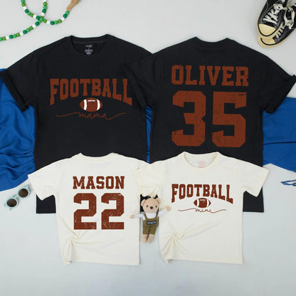 Football Mama & Mini Matching Shirts - Vintage Game Day Outfit, Distressed Brown, Cute Football Mom Sweatshirt, Personalized Family Shirts, Sporty Style