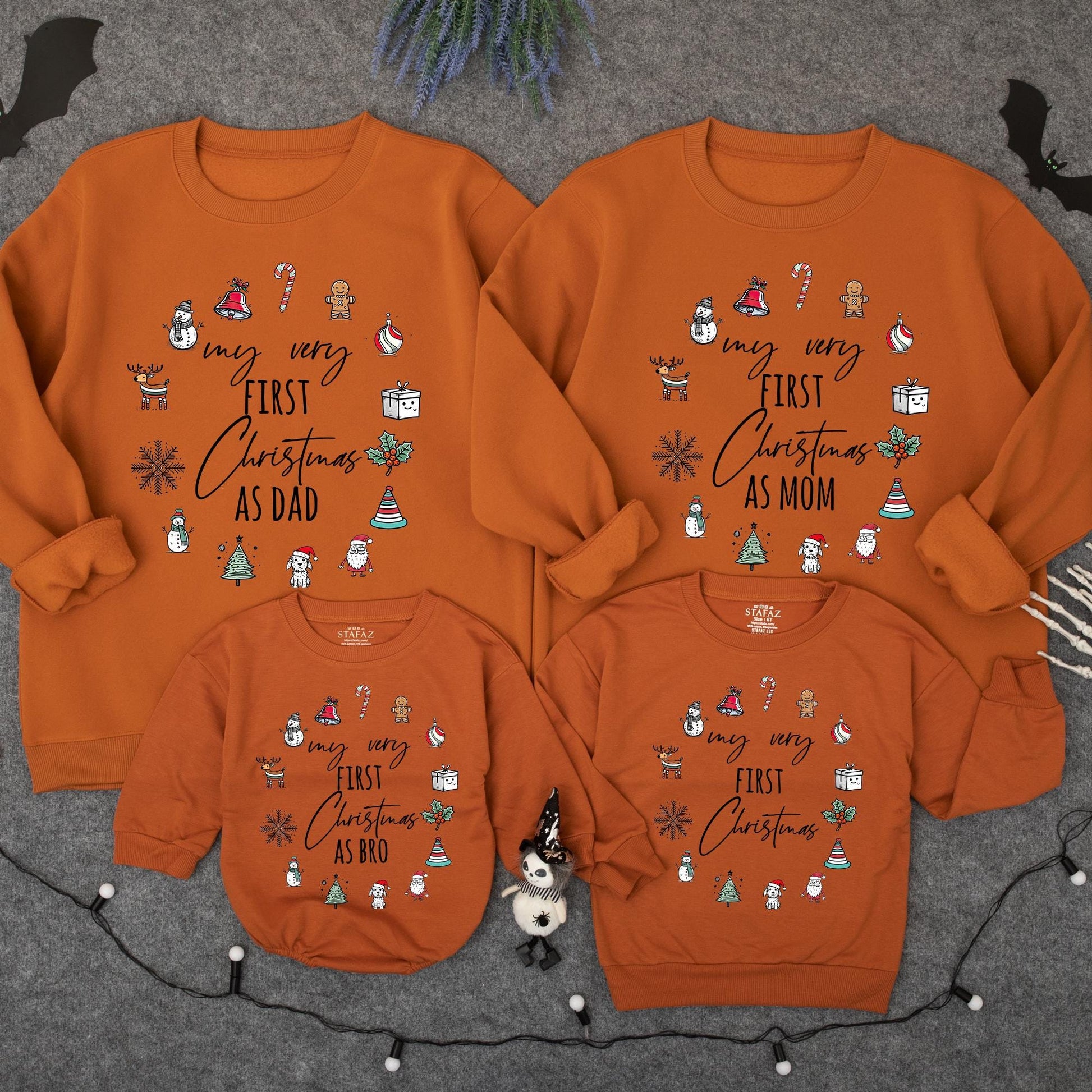 Personalized My First Christmas Matching Family Sweatshirt for Baby's Special 1st Holiday Infant Toddler Outfit Custom Name