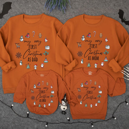 Personalized My First Christmas Matching Family Sweatshirt for Baby's Special 1st Holiday Infant Toddler Outfit Custom Name