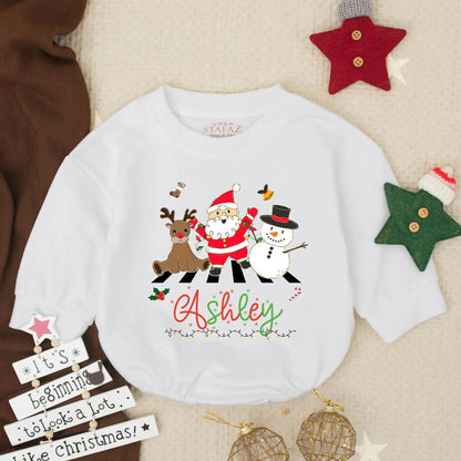 Ashley's Abbey Road Christmas Baby Romper Personalized Santa Reindeer Snowman Infant Bodysuit First Christmas Gift Girl