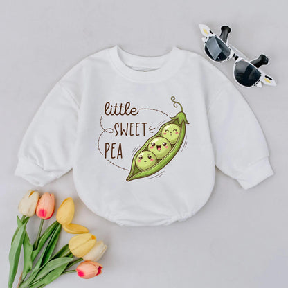 Little Sweet Pea Baby Romper, Funny Vegetable Bodysuit | Cute Newborn Coming Home Outfit, Pregnancy Announcement Gift, Soft Cotton, Gender Neutral  