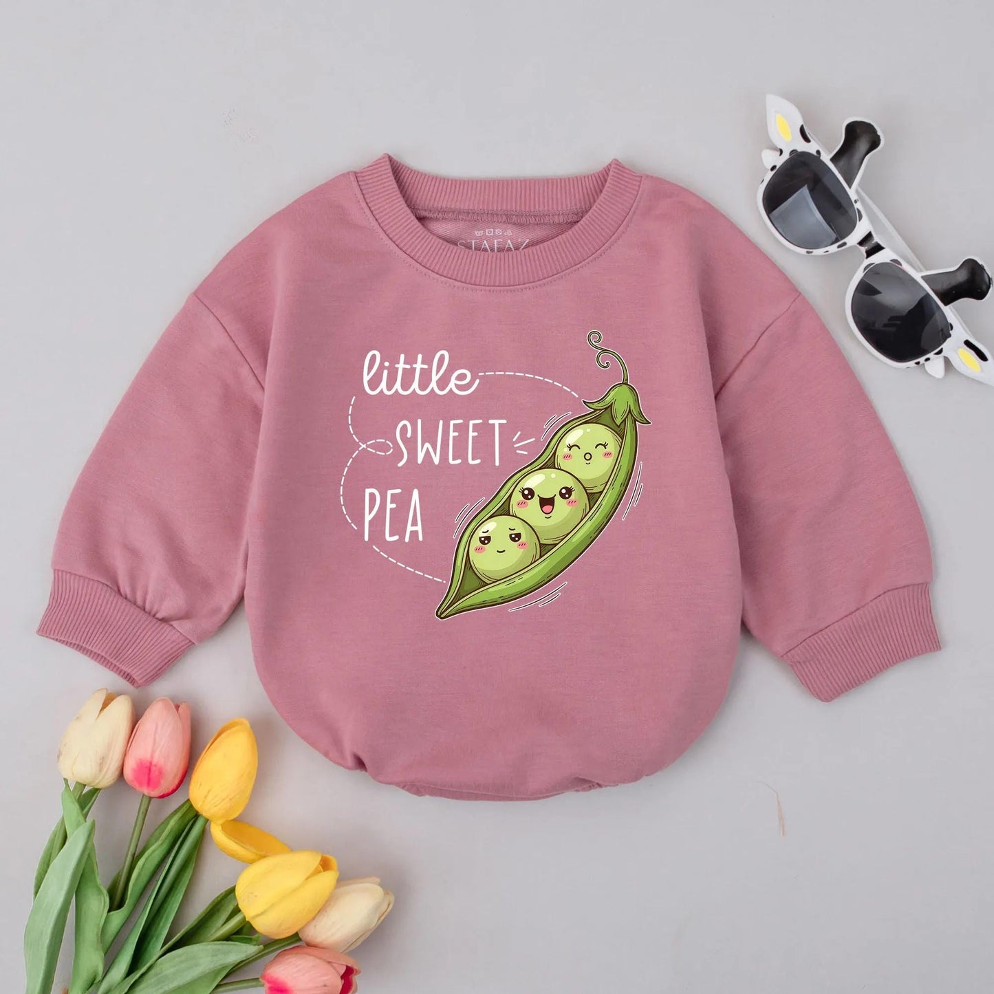 Little Sweet Pea Baby Romper, Funny Vegetable Bodysuit | Cute Newborn Coming Home Outfit, Pregnancy Announcement Gift, Soft Cotton, Gender Neutral  