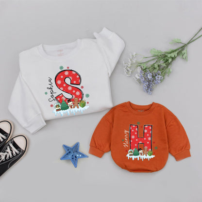 Retro Family Christmas Sweatshirts Personalized with Names Vintage Holiday Outfits Matching Sweaters Custom Christmas Gift Comfortable Cotton (138 chars)