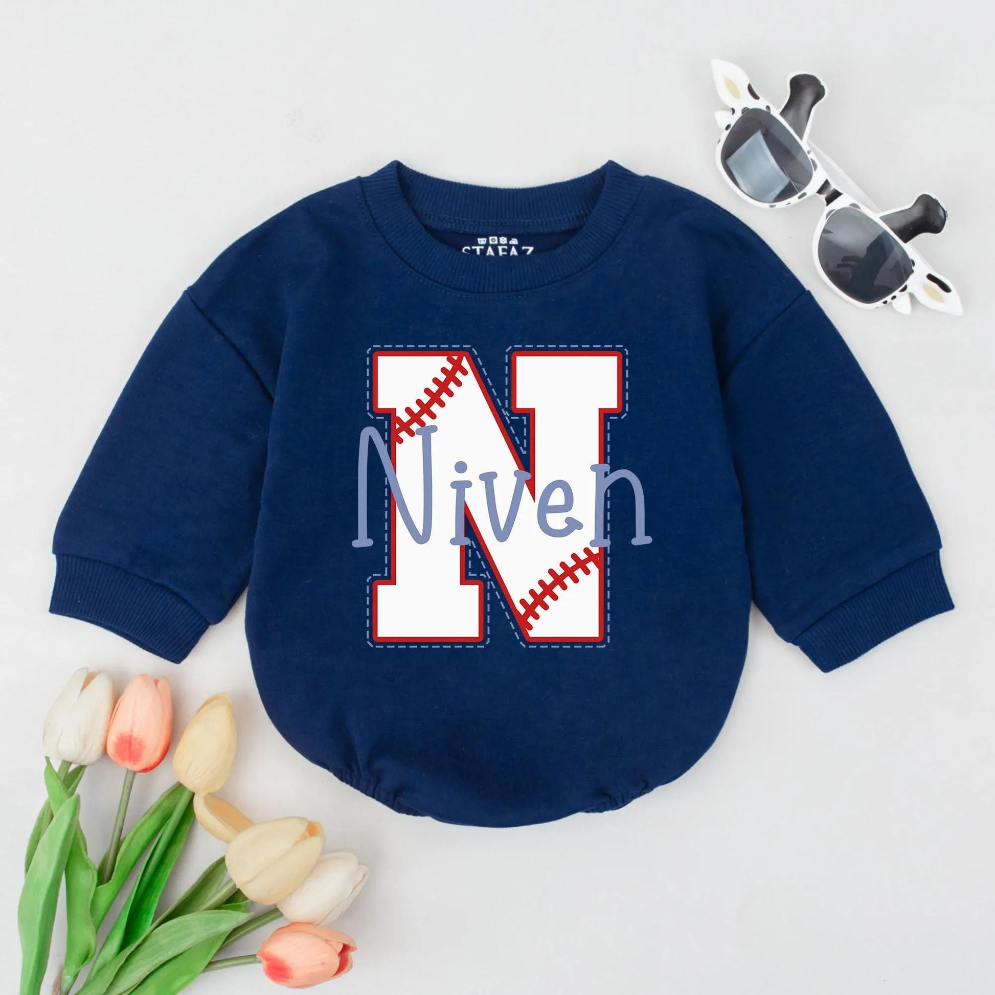 Custom Monogram Baseball Bodysuit Personalized Baby Boy Outfit Game Day Toddler Clothes Sport Baby Shower Gift Newborn Romper