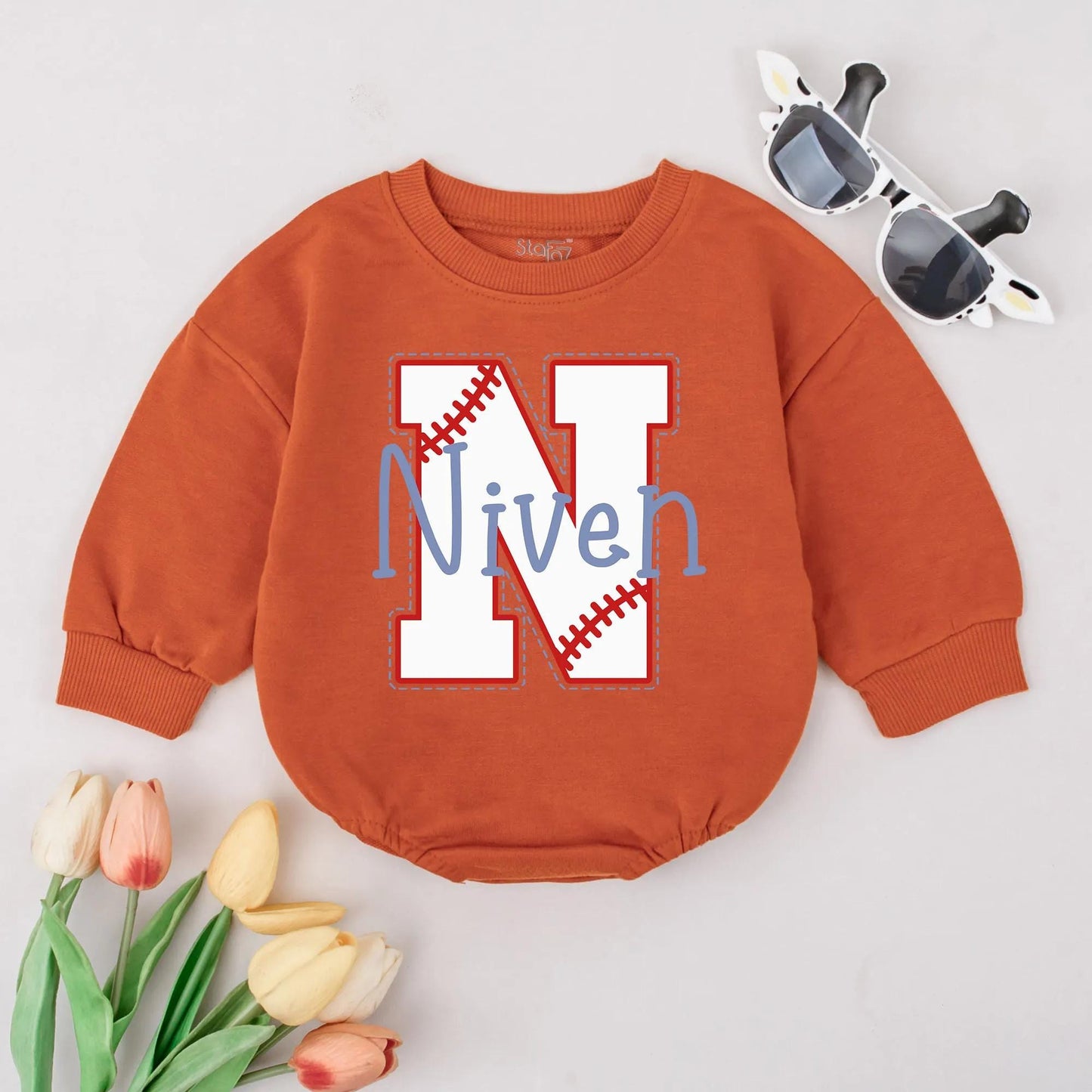 Custom Monogram Baseball Bodysuit Personalized Baby Boy Outfit Game Day Toddler Clothes Sport Baby Shower Gift Newborn Romper