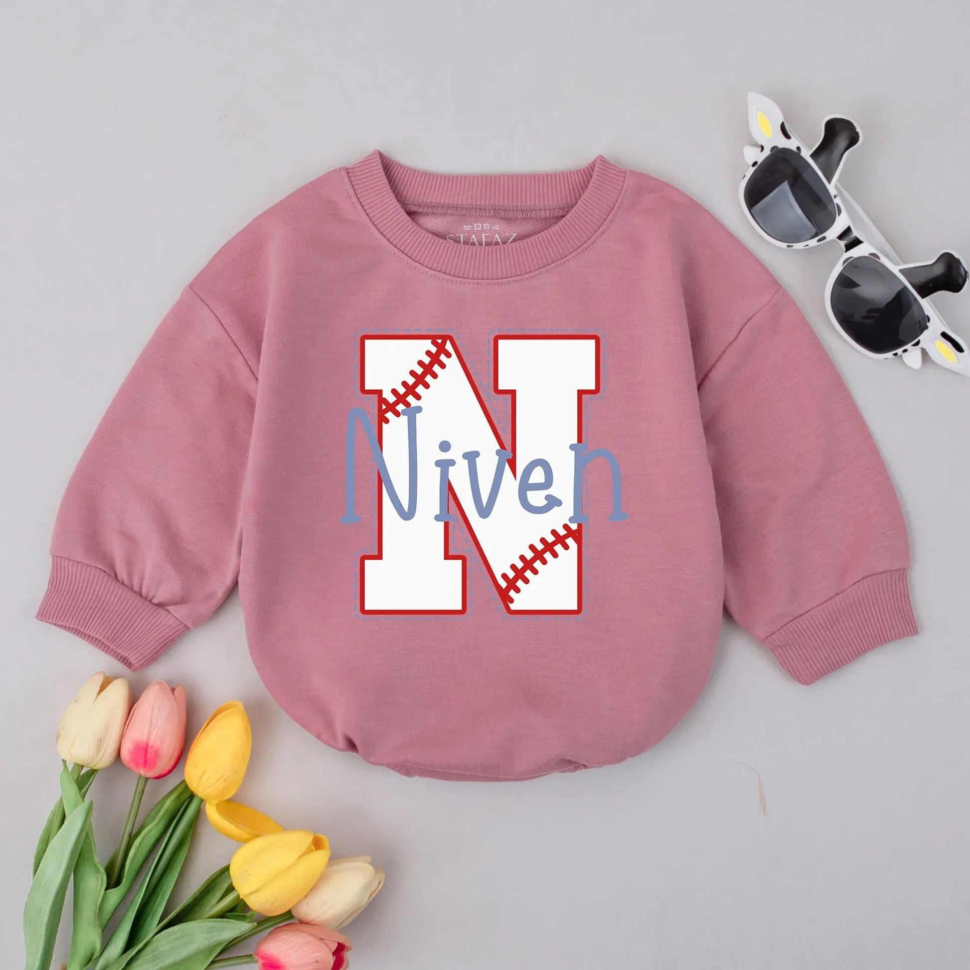 Custom Monogram Baseball Bodysuit Personalized Baby Boy Outfit Game Day Toddler Clothes Sport Baby Shower Gift Newborn Romper