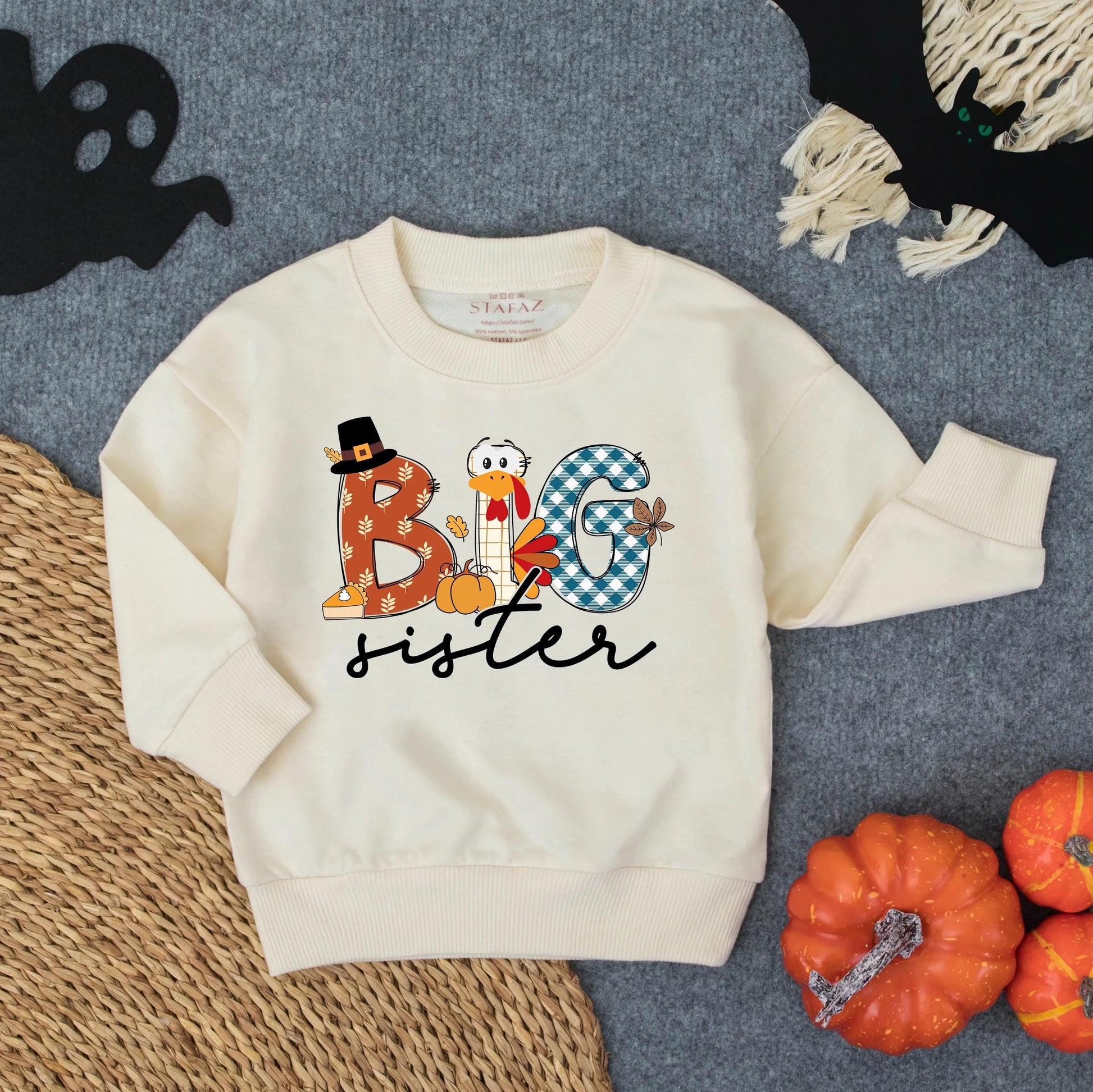 Personalized Thanksgiving Big Brother Big Sister Little Sister Turkey Sweatshirt Fall Matching Outfit Toddler Kids Clothes Playful Autumn Designs