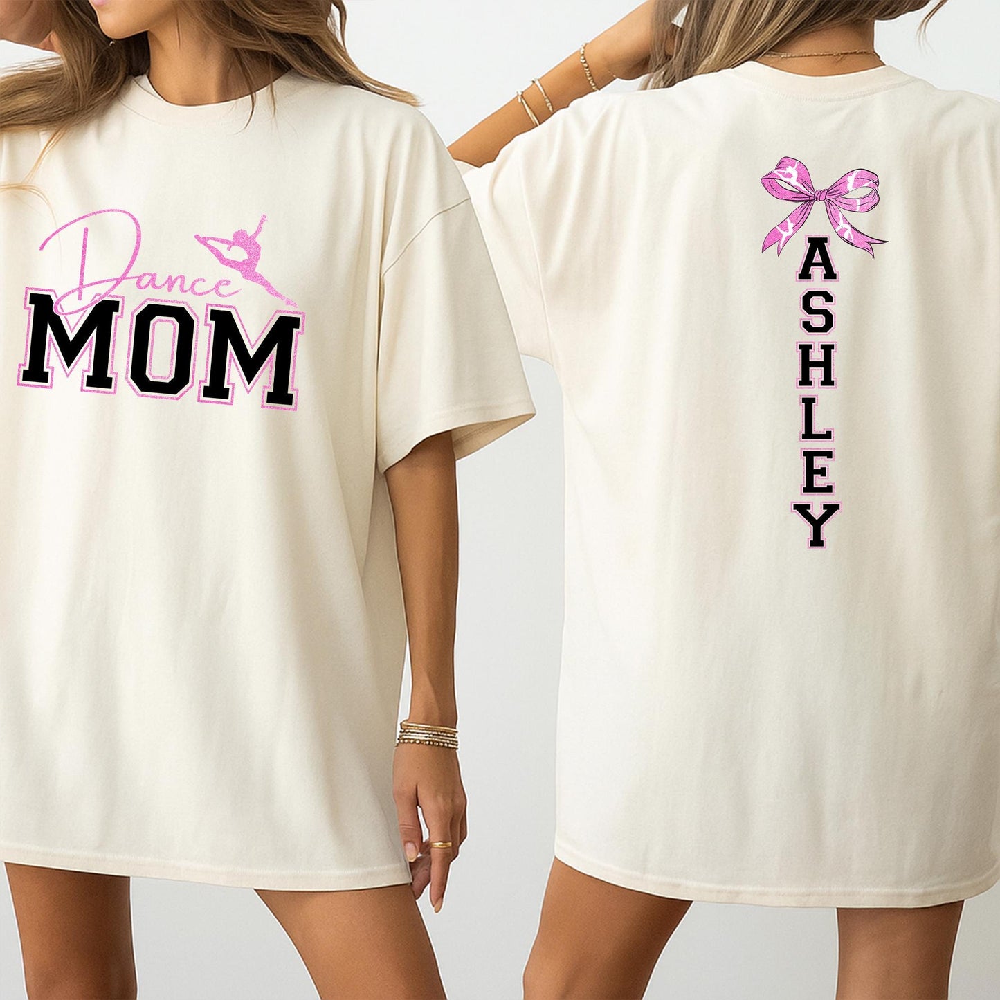 Glitter Dance Mom Shirt Personalized with Name, Sparkly Dance Team Tee, Bling Cheer Mom Outfit, Dance Competition Gift