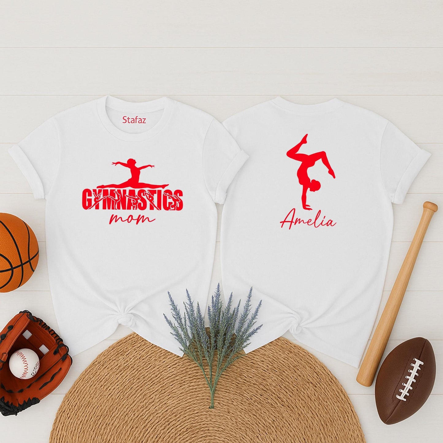 Custom Name Gymnastics Mom Shirt Proud Gymnast Mother Support Tee for Team Game Day Gift