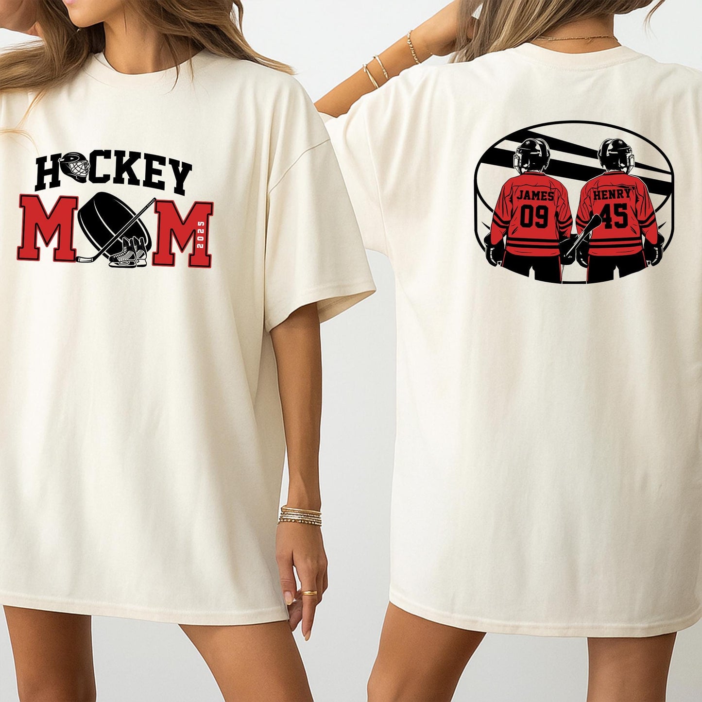 Custom Hockey Mom Shirt Game Day Style Personalized Name and Number for High School Team Gifts