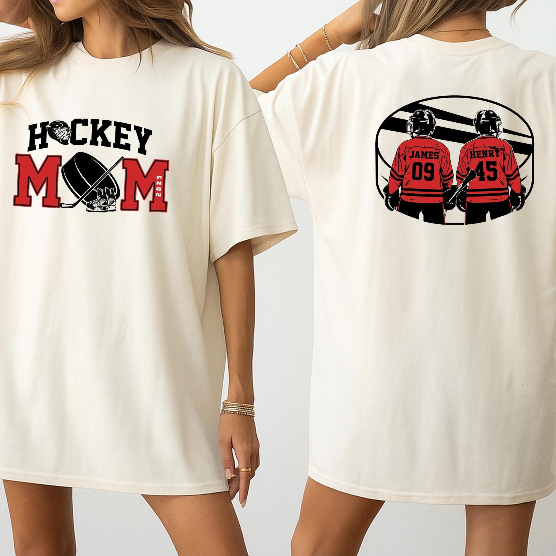 Custom Hockey Mom Shirt Game Day Style Personalized Name and Number for High School Team Gifts
