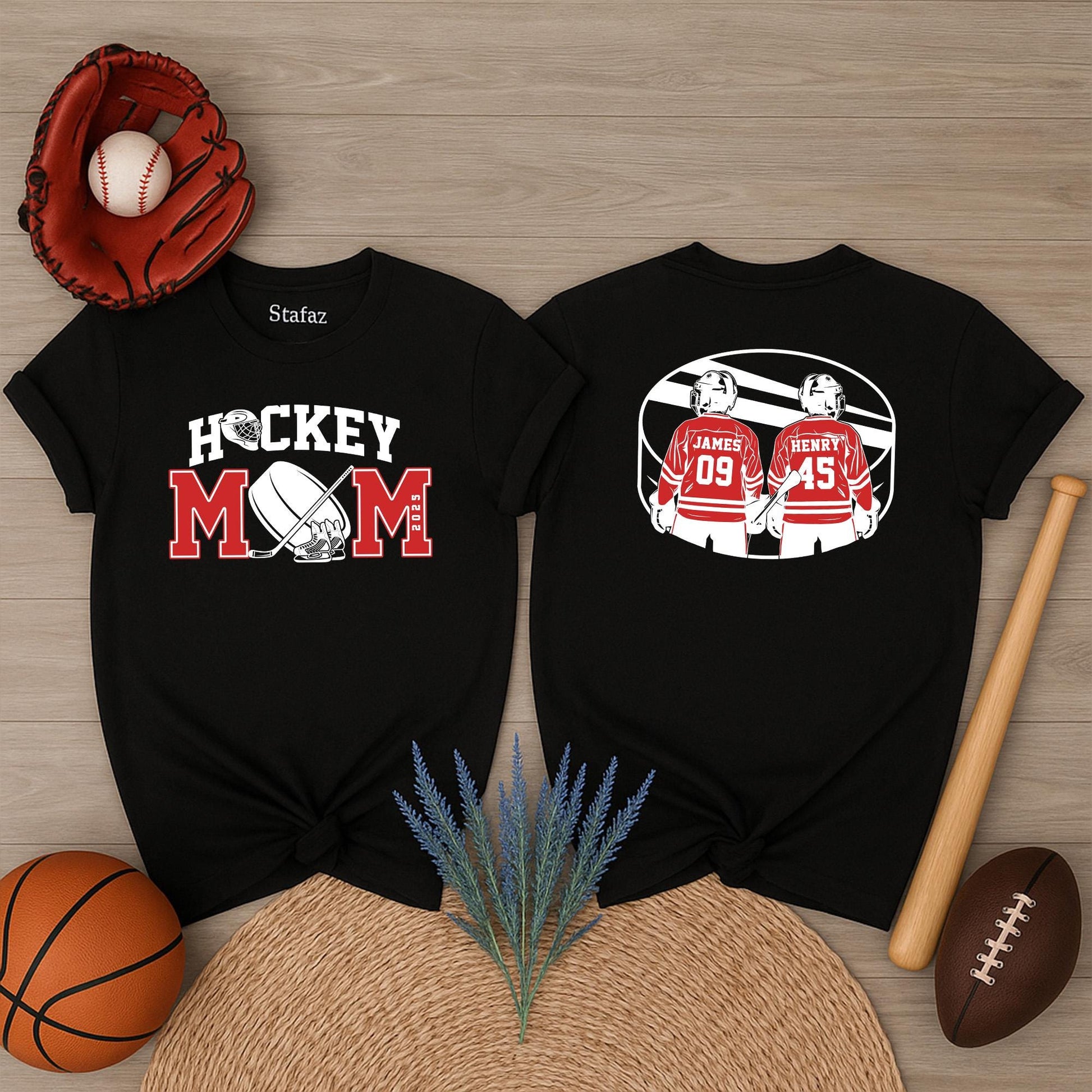 Custom Hockey Mom Shirt Game Day Style Personalized Name and Number for High School Team Gifts
