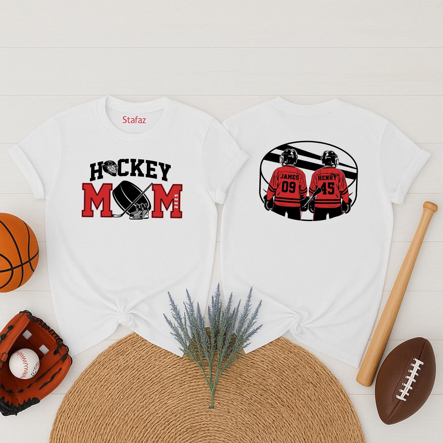 Custom Hockey Mom Shirt Game Day Style Personalized Name and Number for High School Team Gifts