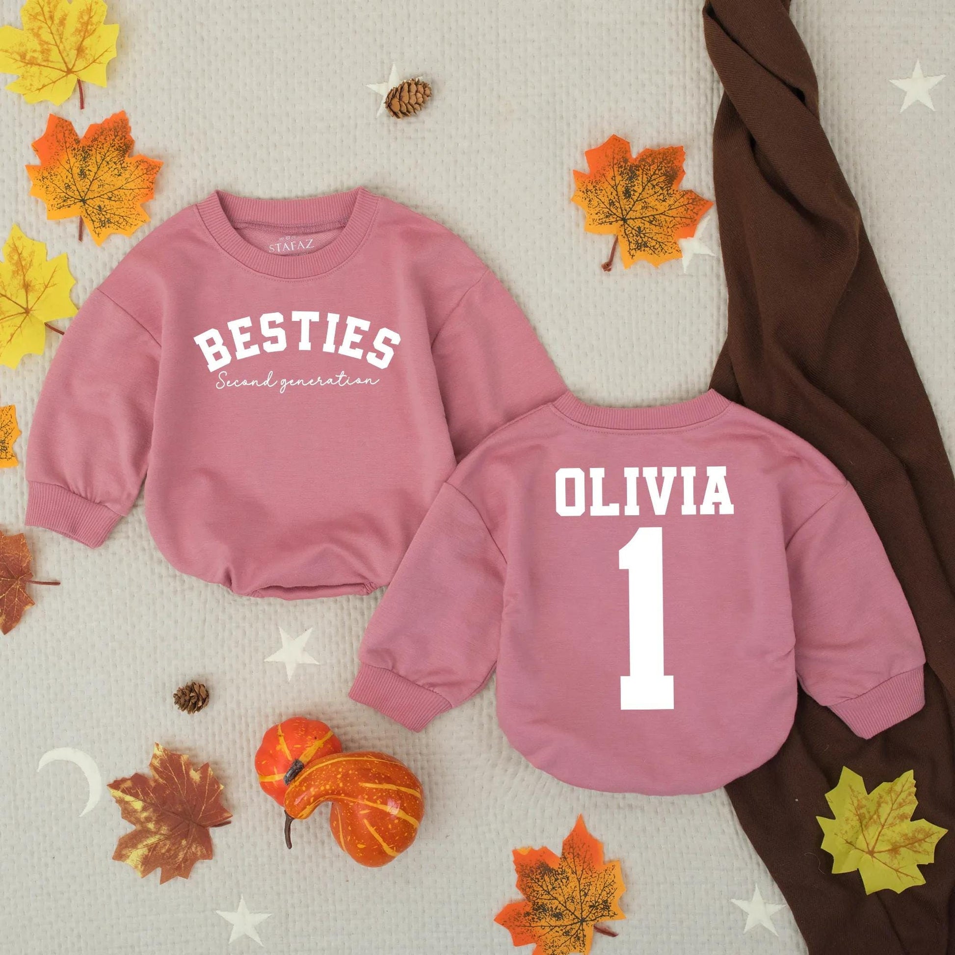 Second Besties Romper Set: Custom BFF Baby Clothes, Best Friend Outfit for Toddler, Personalized Baby Shower Gift, New Mom Gift, Soft Cotton, Comfy (139 chars)