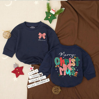 My First Christmas Personalized Baby Romper Outfit Santa Newborn Clothes Merry Christmas Infant Bodysuit Winter Baby Girl Gift Holiday Romper