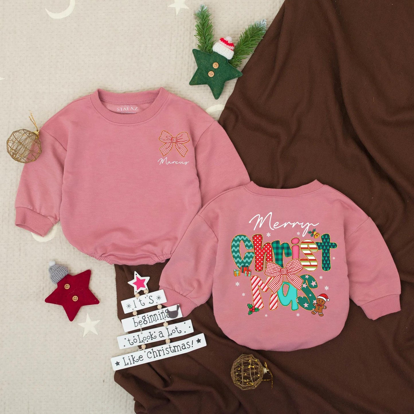 My First Christmas Personalized Baby Romper Outfit Santa Newborn Clothes Merry Christmas Infant Bodysuit Winter Baby Girl Gift Holiday Romper