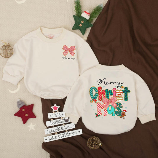 My First Christmas Personalized Baby Romper Outfit Santa Newborn Clothes Merry Christmas Infant Bodysuit Winter Baby Girl Gift Holiday Romper