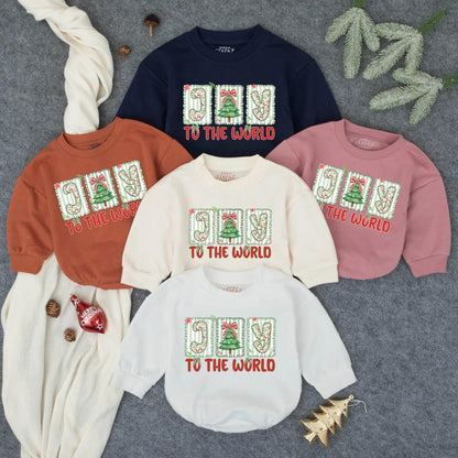 Joy To the World Merry Christmas Baby Bubble Romper First Christmas Infant Outfit Toddler Clothes Festive Tree Design Baby Shower Gift