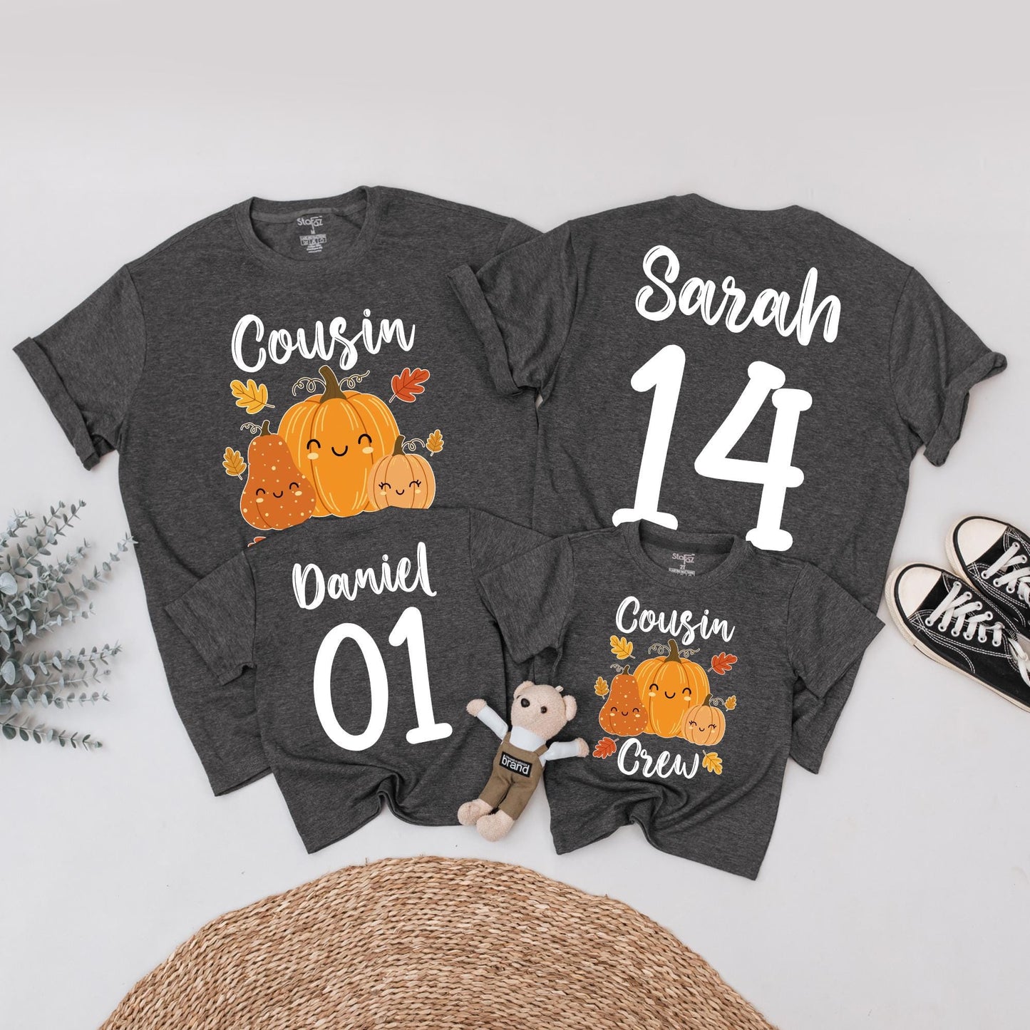 Cousin Crew Pumpkin Patch Matching Shirts, Custom Birthday Fall Outfit, Thanksgiving Tee, Autumn Family, Cute Pumpkins, Personalized Number Shirt (139)